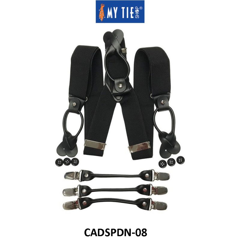 MY TIE SHOP 2 In 1 Men's Brace Leather End And 6 Strong Clips Y Back Comfortable Adjustable Elastic Strap Suspenders